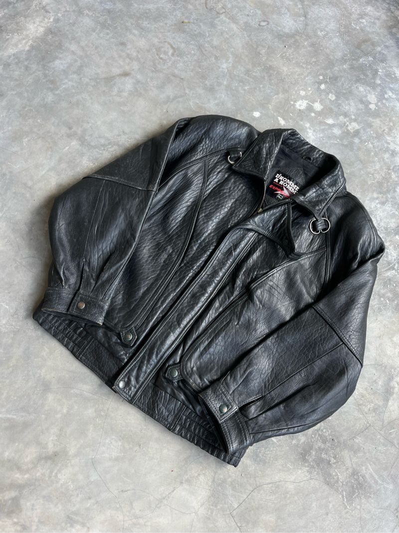 leather jacket jaket kulit asli vintage, foto 3
