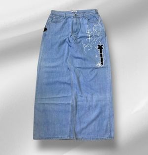 have a good time Vintage Y2K Jeans Pria white blue