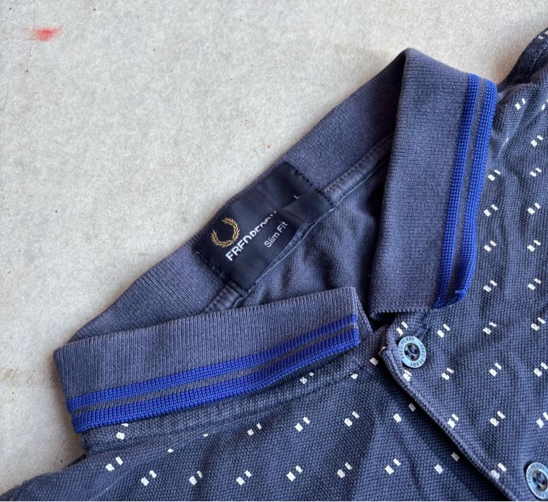 Tshirt Polo Fred Perry Navy Bintik2 Putih, foto 4