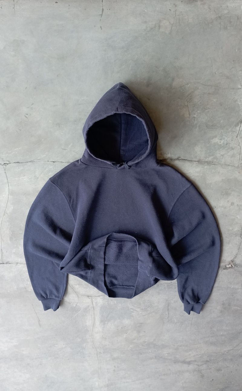 2000's Heavyweight Navy Blank Hoodie Boxy, foto 3