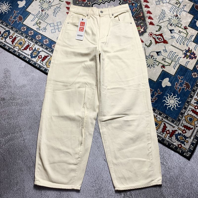 (Size 28) GU Wide Ballon Jeans White, foto 3