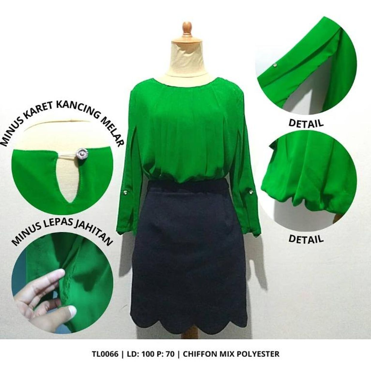Vintage Minimalist Blouse Wanita green