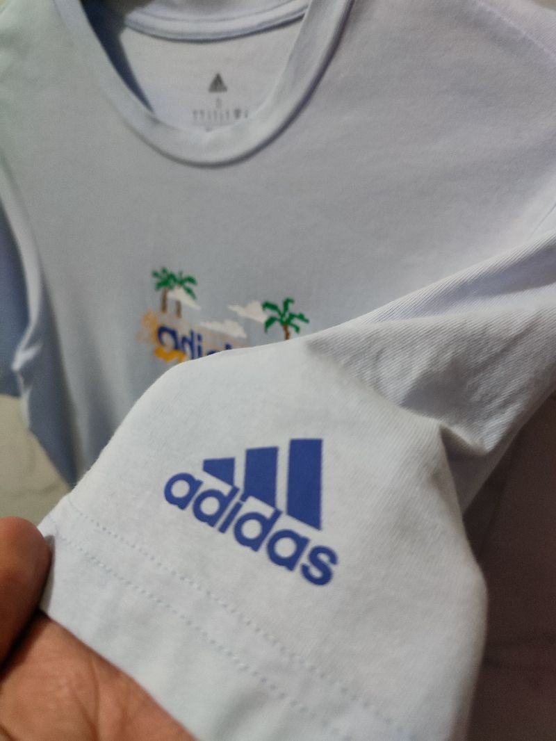 Kaos Adidas Linear Beach Bit Biru Langit, foto 4