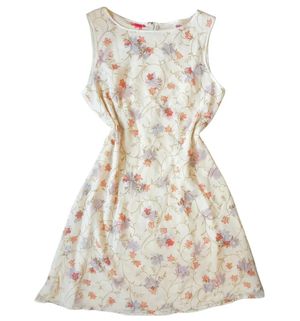 Vintage Cottagecore Midi dress Wanita multicolor cream