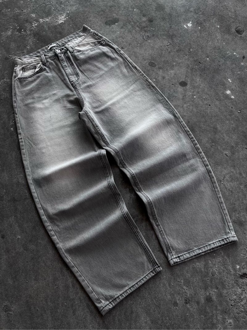 Grey Washed Hash Baggy Jeans, foto 3