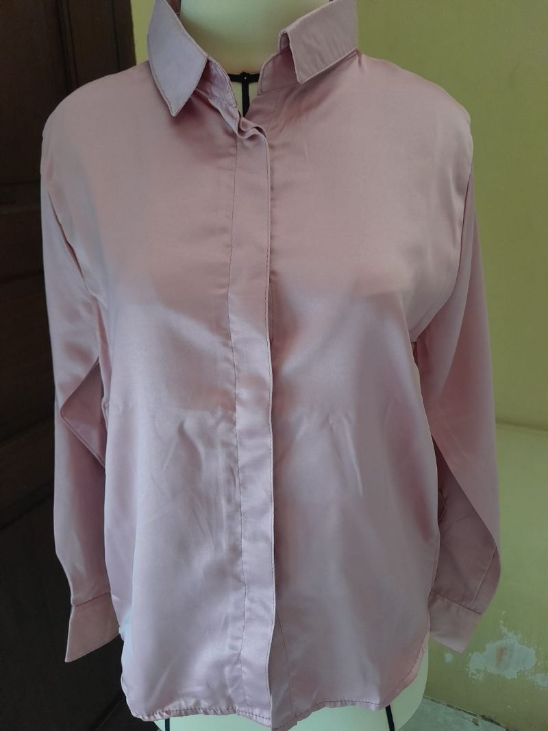 Kemeja WANITA satin Pink, foto 3