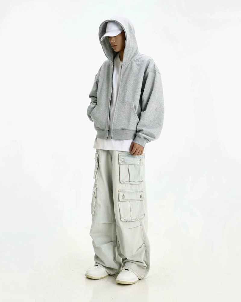 Oversized Boxy Zip Hoodie Ecru Standard, foto 2