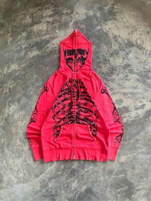 GLAD NEWS SKULL PATTERN ZIPPER HOODIE