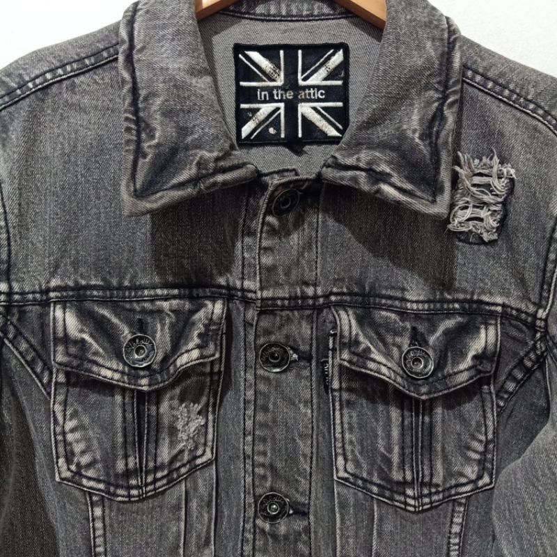 in the attic Distressed Trucker Denim Jacket, foto 6