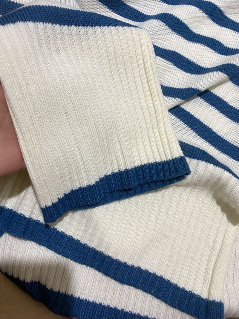 Sweater rajut knit Garis biru oversize, foto 3