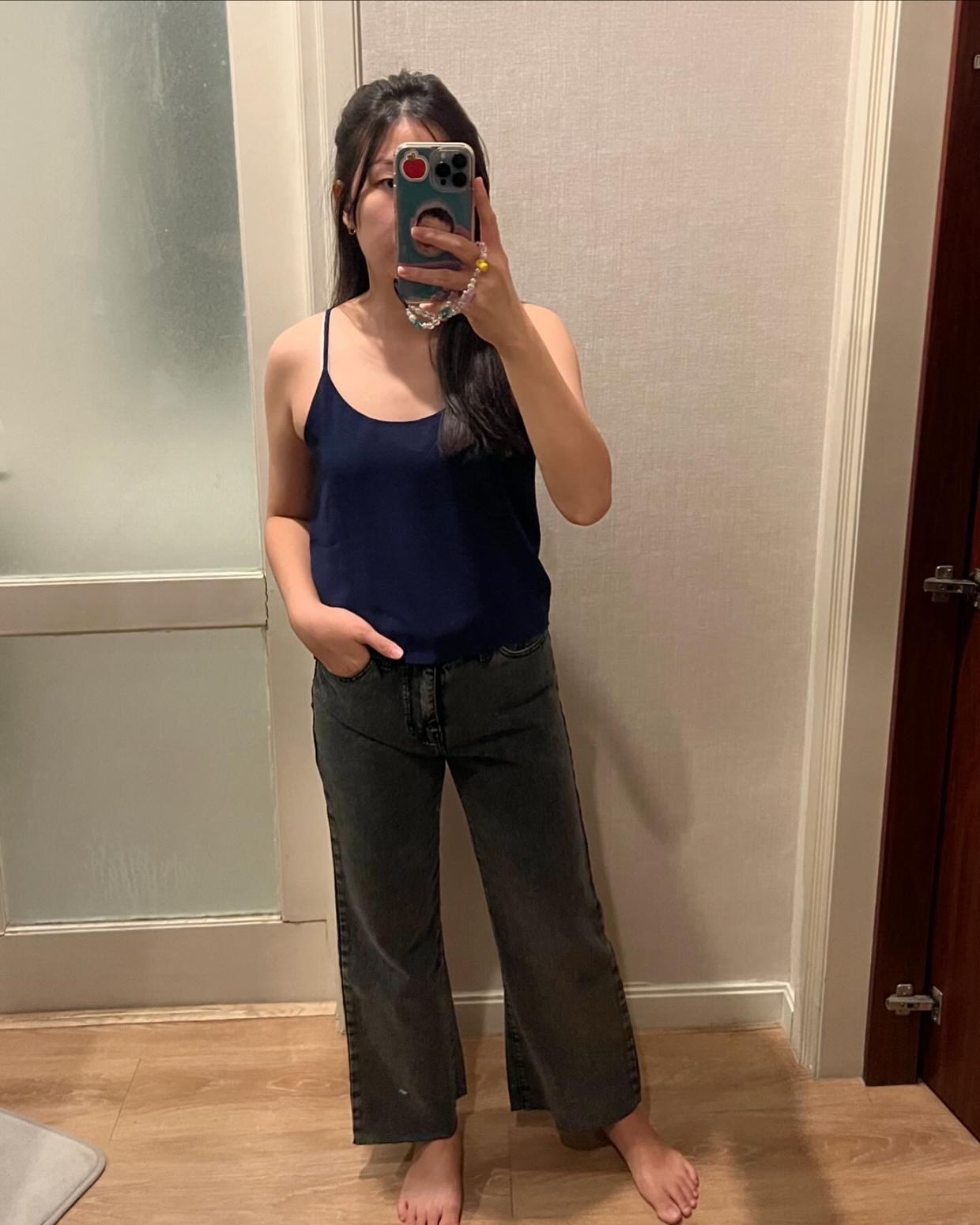 Minimalist Casual Cami top Wanita navy