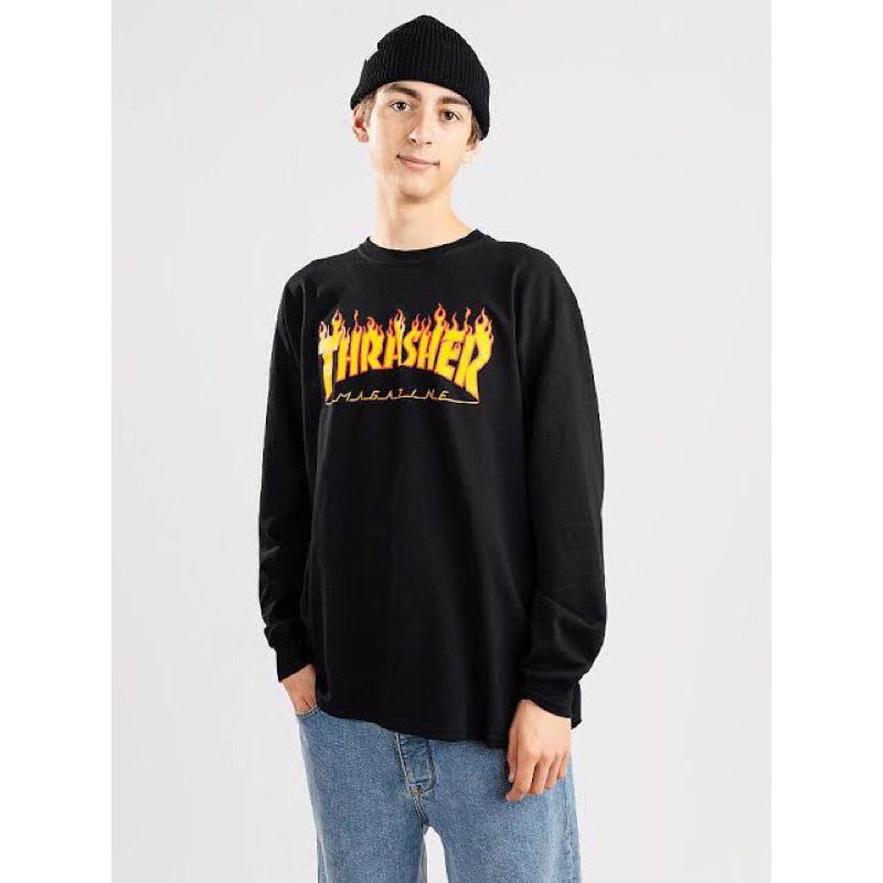 Longsleeve thrasher flame black, foto 2