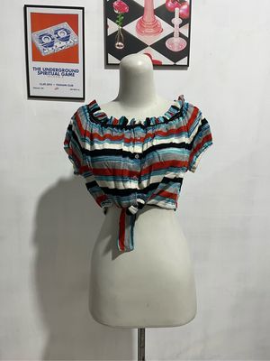 Vintage Y2K Crop top Wanita multicolor
