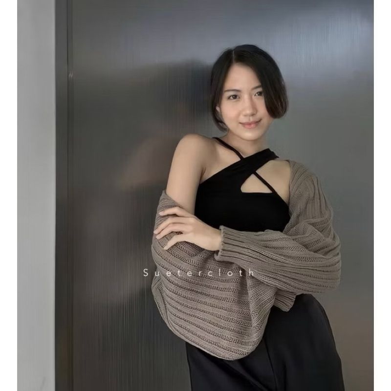 SUETERCLOTH Liam Oversize Crop Cardigan Outer knit, foto 4