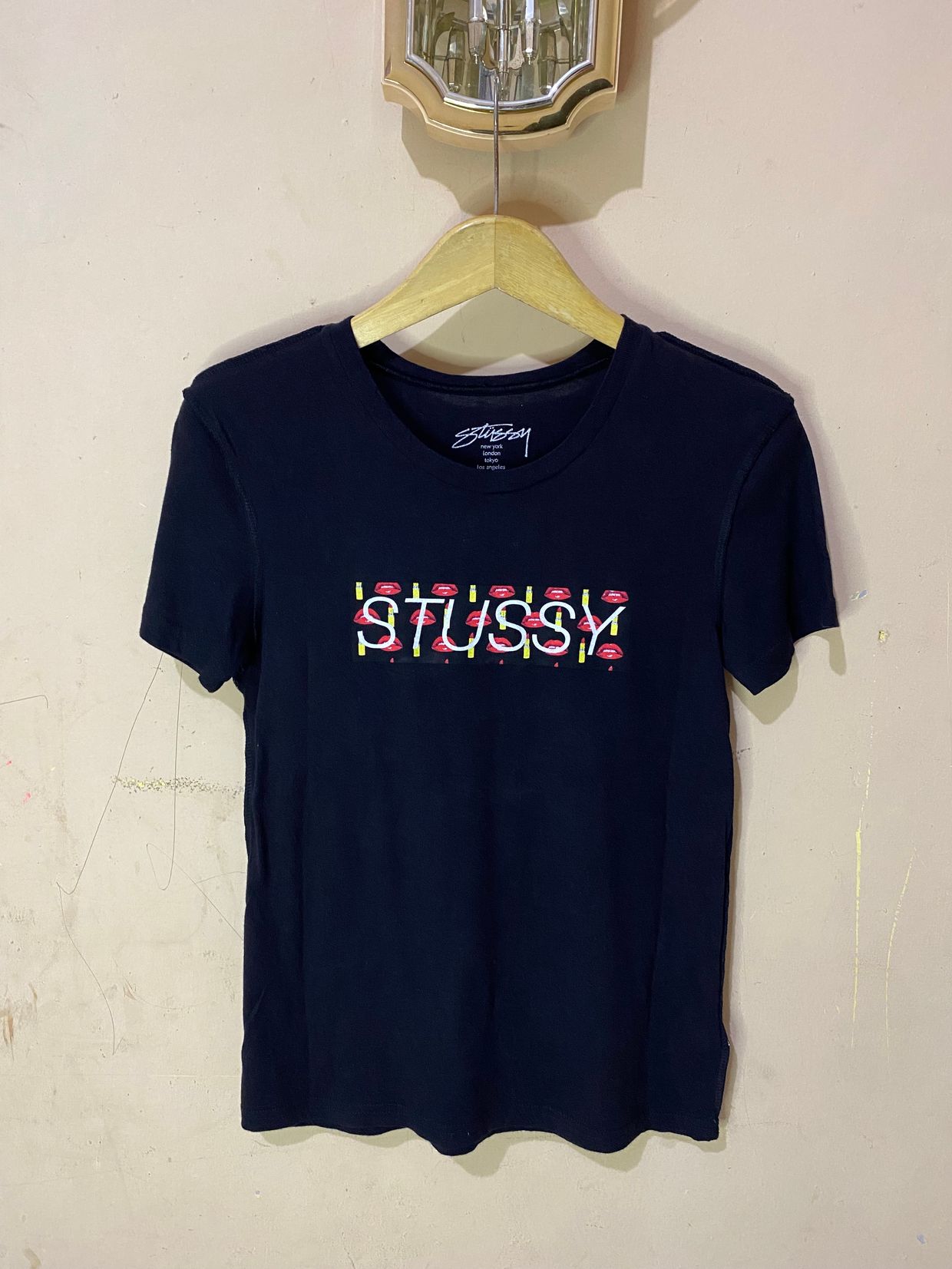 Stussy Streetwear Y2K T-shirt Wanita black