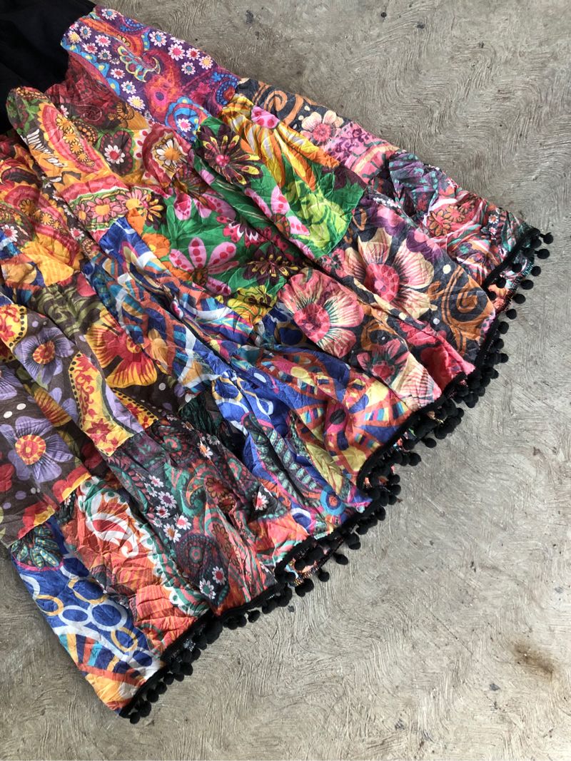 Vintage Hippie/Boho Style Patchwork Midi Skirt, foto 3