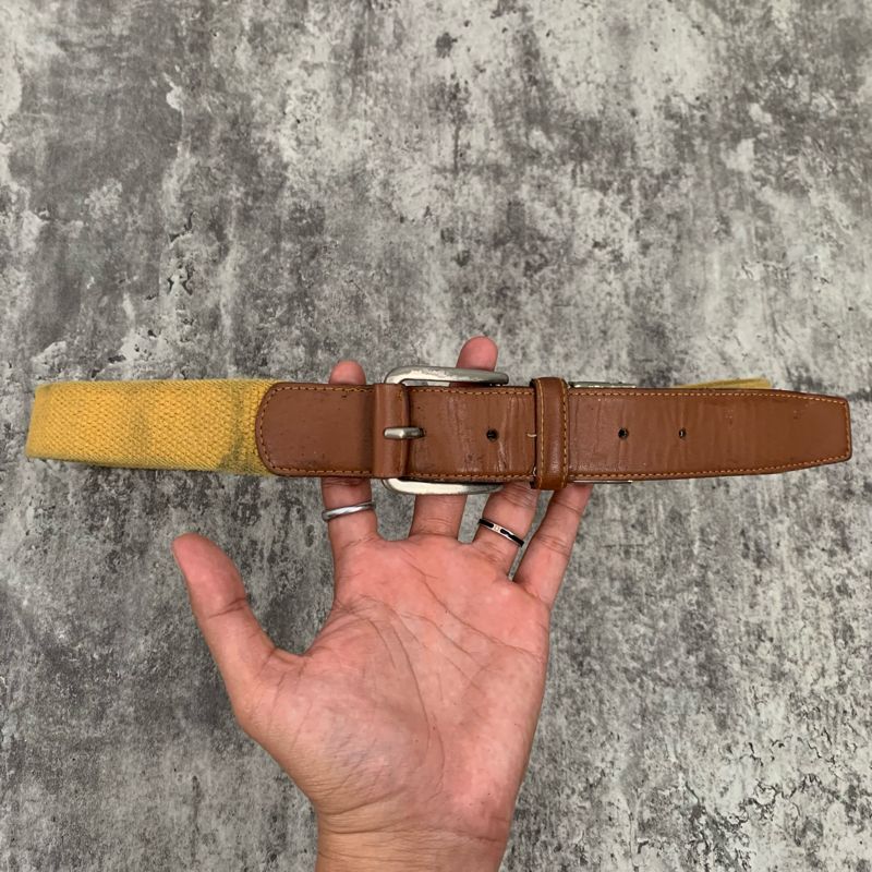 Canvas x leather belt yellow brown, foto 4