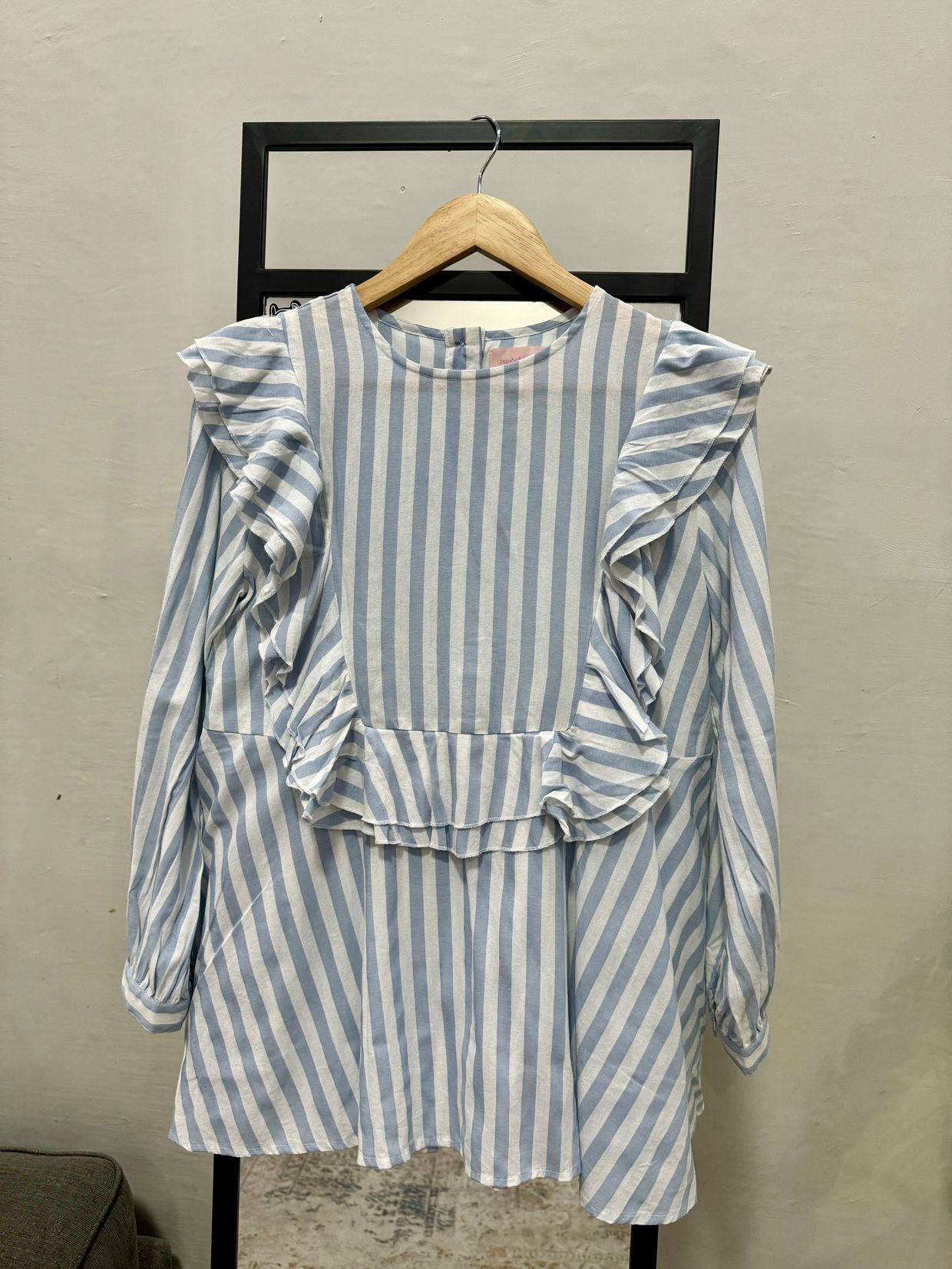Casual Blouse Wanita white blue