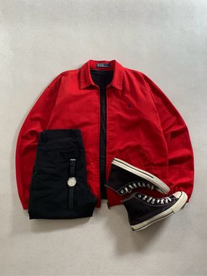 Red Polo Ralph Lauren Harington jacket small logo bordir