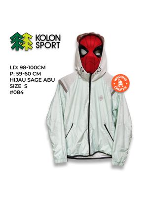 Kolon Sport Biker Sportswear Windbreaker Wanita green gray