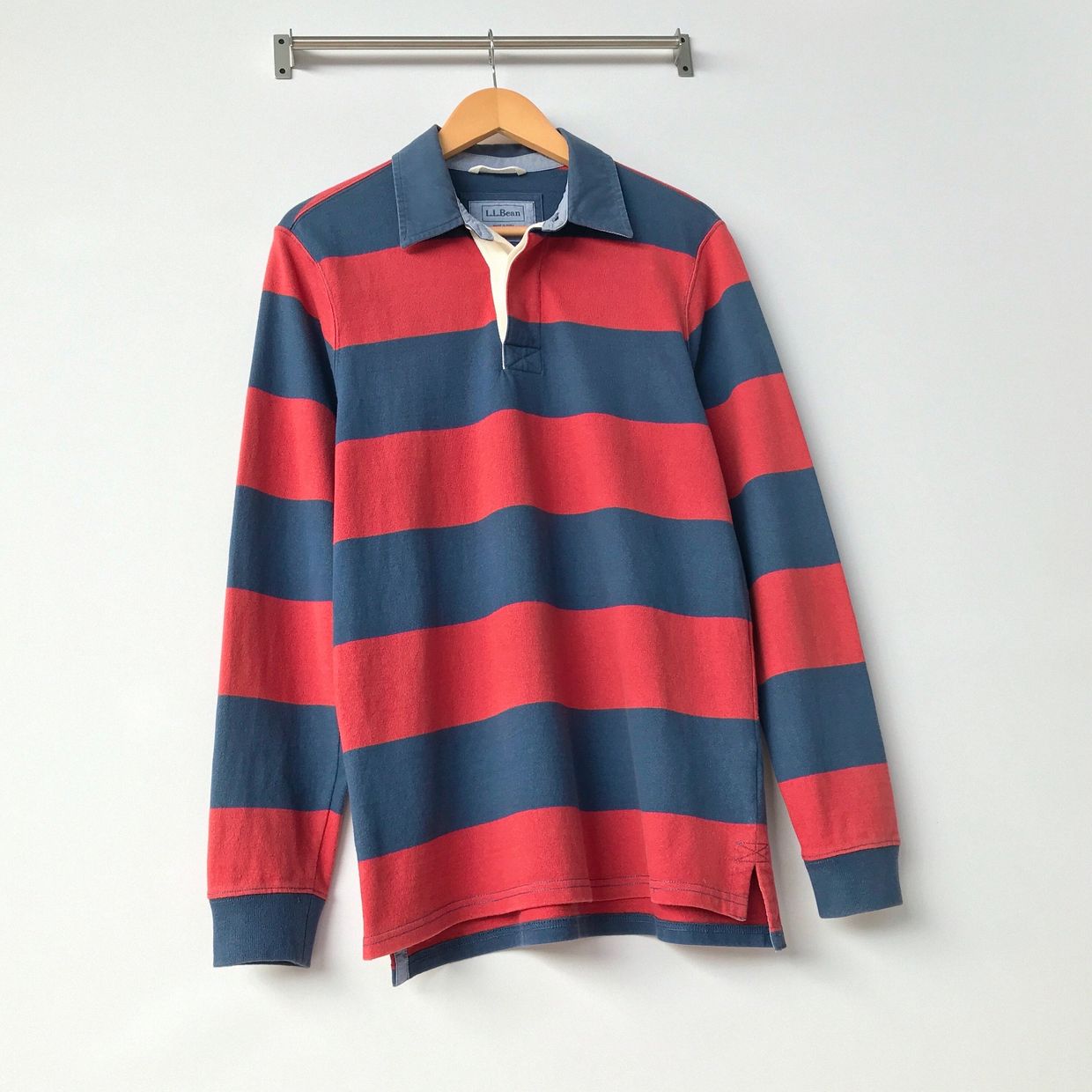 LL Bean Minimalist Casual Polo shirt Pria navy red