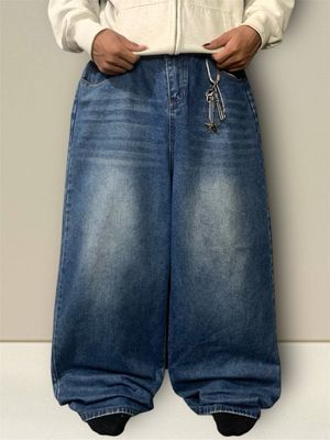 SUPER BAGGY JEANS DARK BLUE WASH FADE
