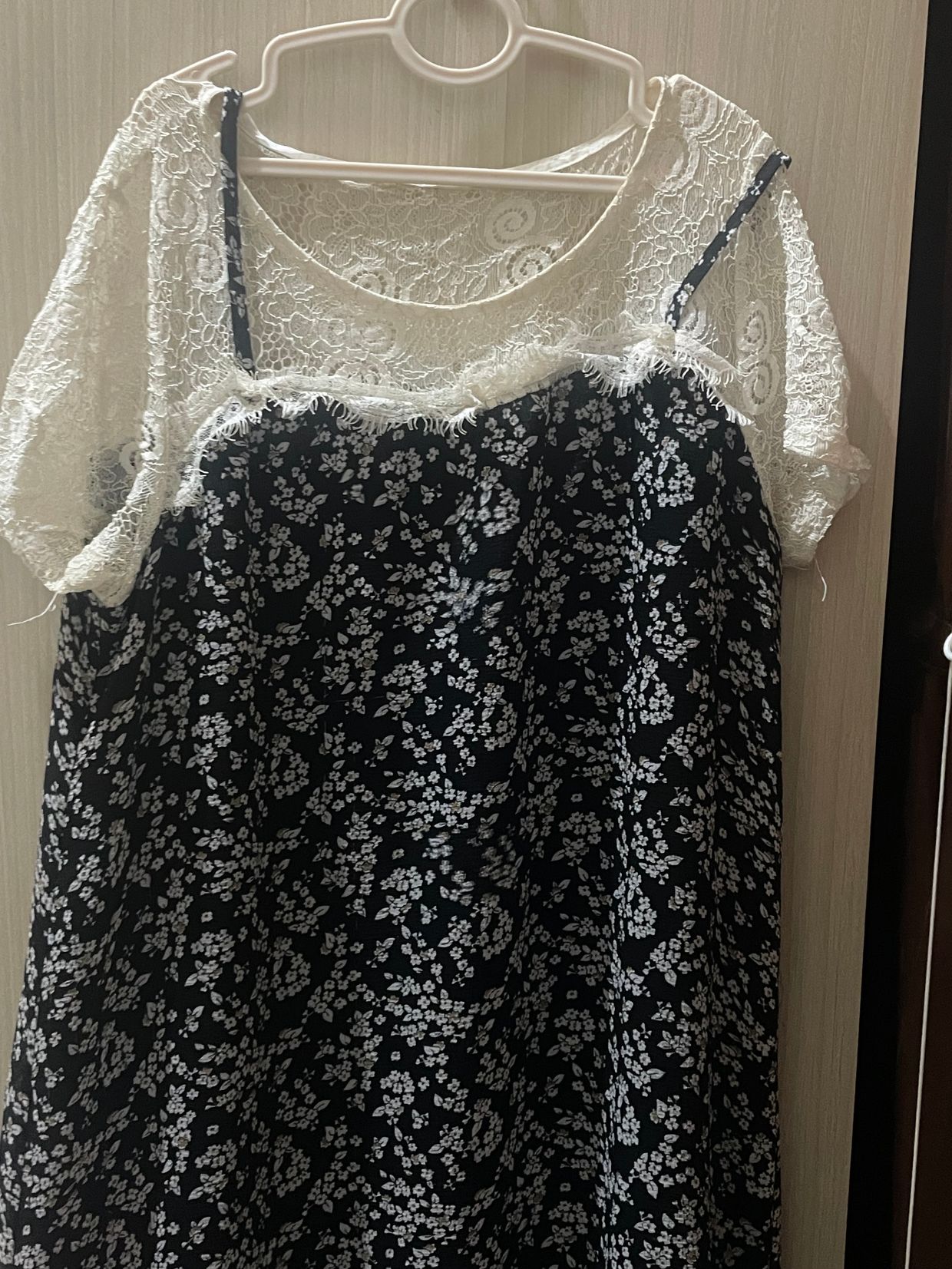 Vintage Cottagecore Summer dress Wanita white black