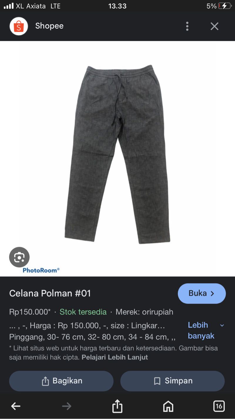 Polham celana hitam 30 size, foto 3