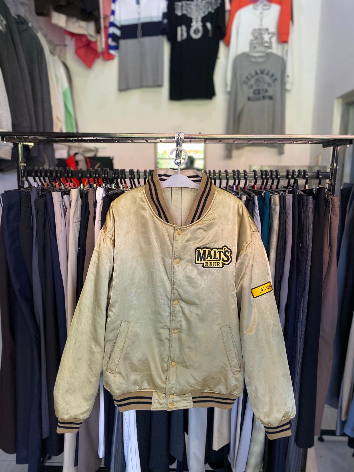 Vintage Bomber jacket Pria gold cream, foto 6
