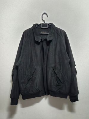 Carvach harrington flight jacket suede hitam