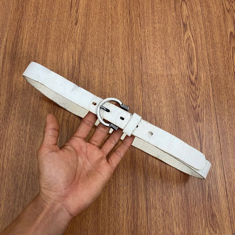 Leather belt white, foto 3