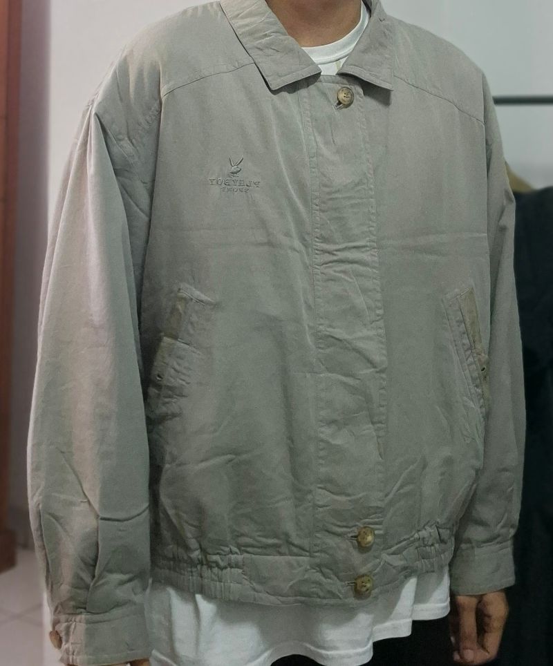 Playboy harrington jacket suede khaki boxy, foto 7