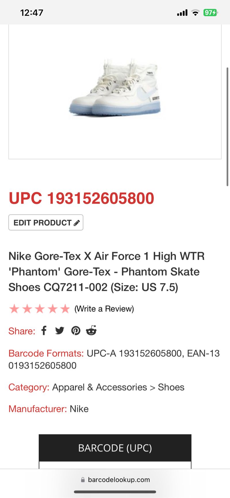 AIR FORCE 1 GORE TEX X HIGH PHANTOM, foto 8