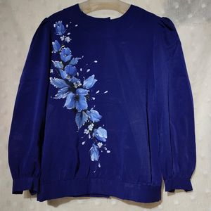 BLOUSE LENGAN BALON MOTIF BUNGA ADEM
