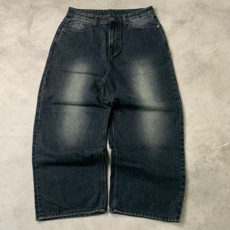 baggy jeans dark bluee black washed, foto 4