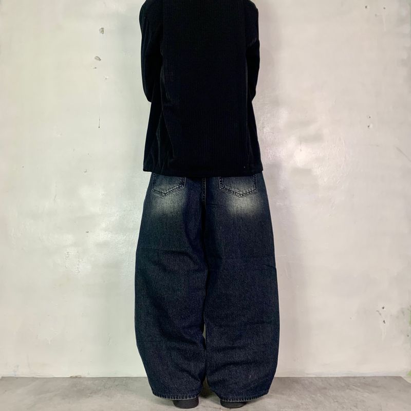 baggy jeans dark bluee black washed, foto 3