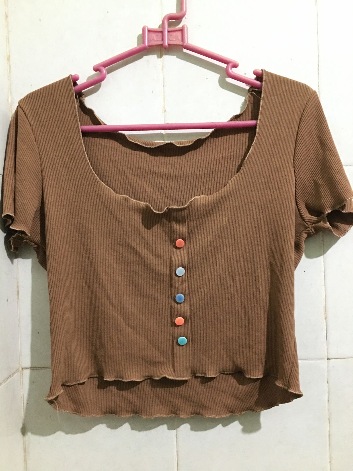 Coquette Crop top Wanita brown