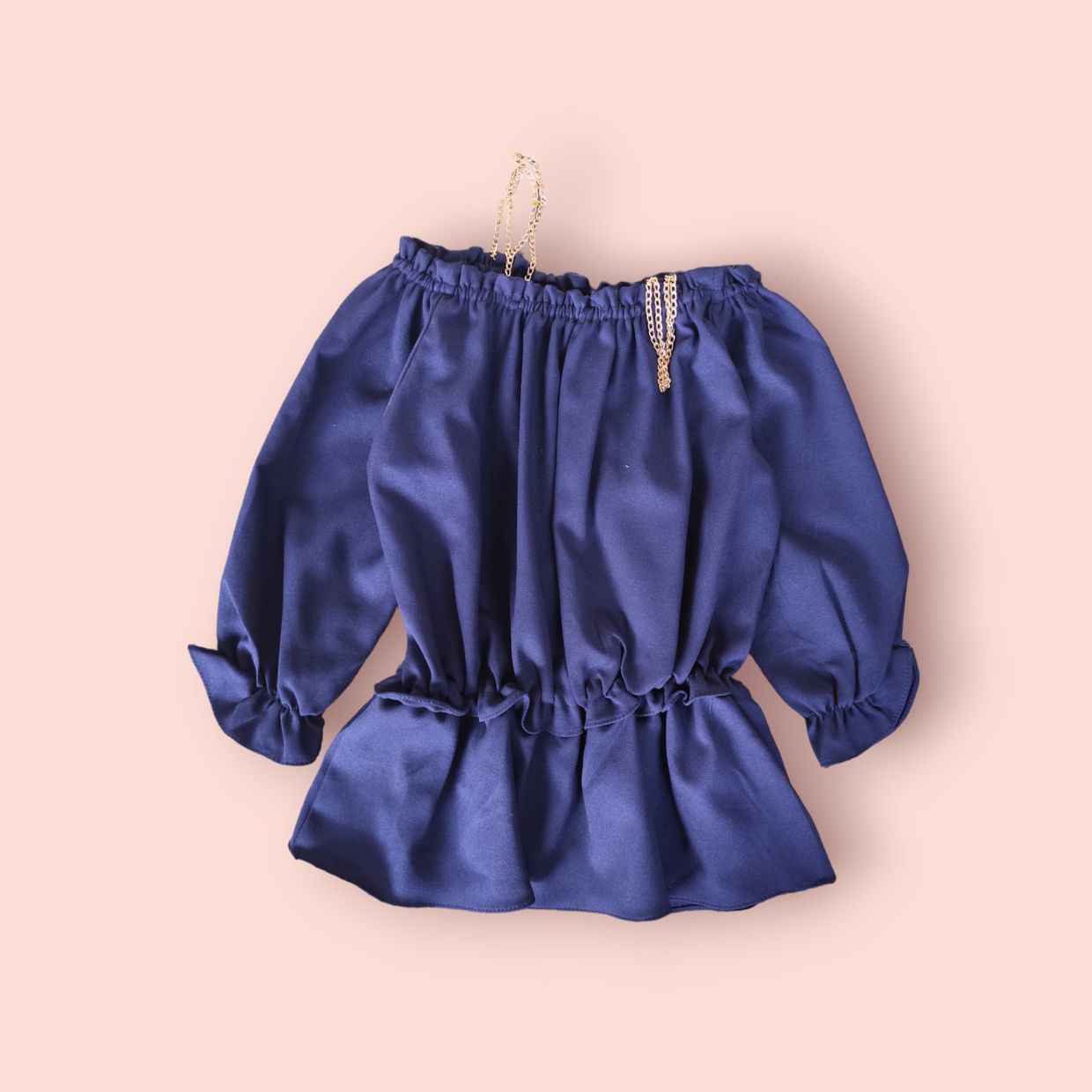 Luxury Minimalist Blouse Wanita navy