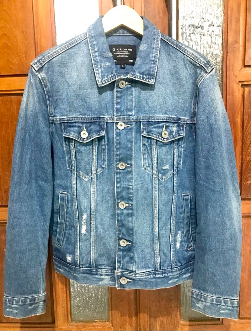 Denim Jacket Giordano Mens Blazer Giordano Ripped Trucker Denim Jacket