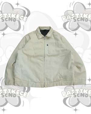 Streetwear Y2K Denim jacket Pria cream tan