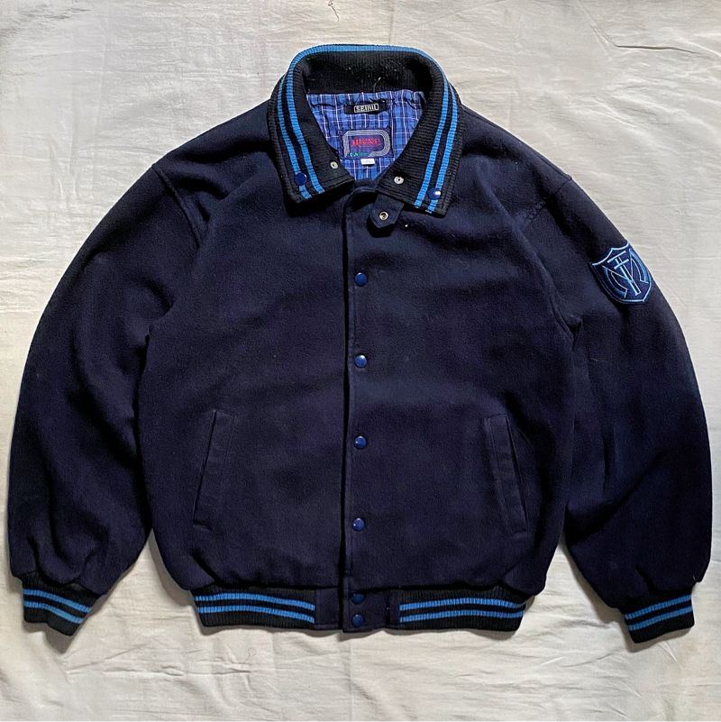 Classic Nikke Japan Wool Varsity Harrington Jacket Dark Navy, foto 8