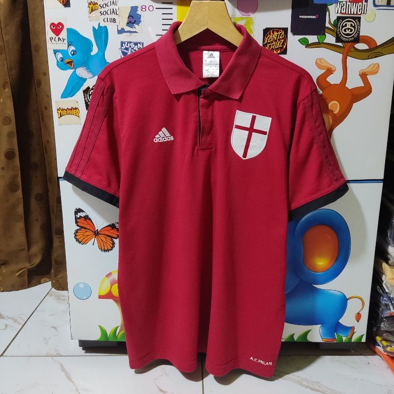 Kaos polo shirt Adidas Football AC MILAN colour Red Size M