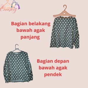 Kaos motif polkadot/kaos wanita lengan panjang motif