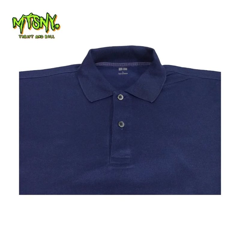 Kaos Kemeja Polo Shirt Uniqlo Polos Basic Biru, foto 3