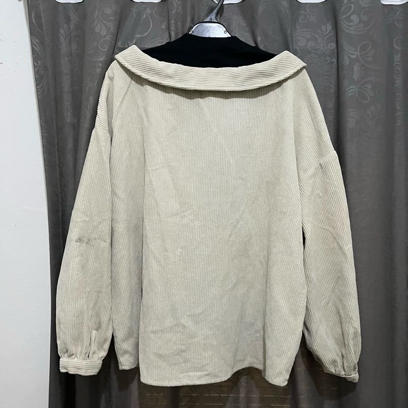 Kemeja corduroy beige, foto 2