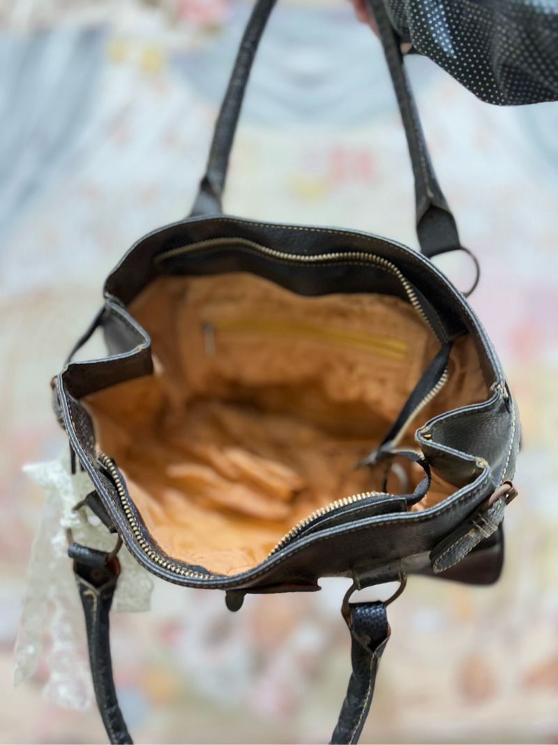 vintage leather shoulderbag, foto 3