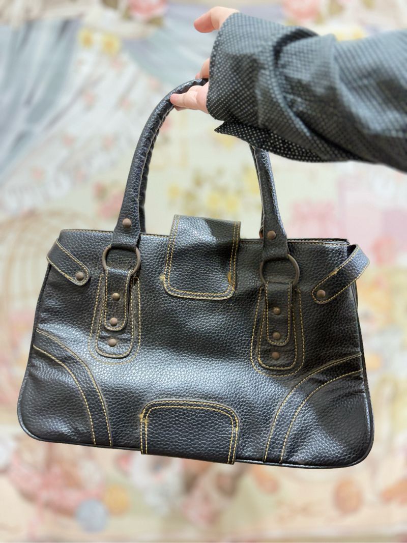 vintage leather shoulderbag, foto 2