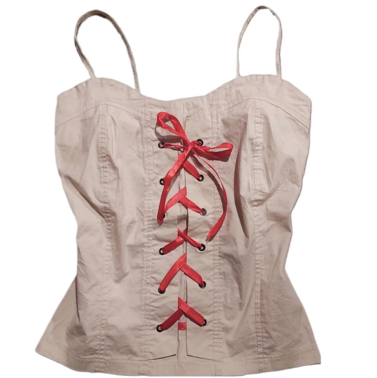 Lolita Coquette Cami top Wanita red cream