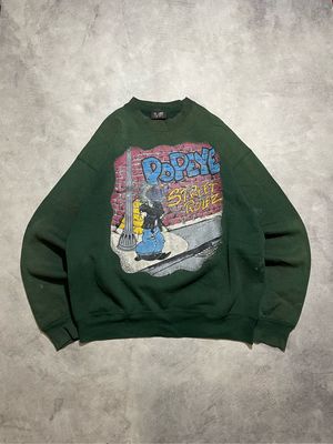 Vintage Popeye Sweatshirt Heavy Weight Sun Faded