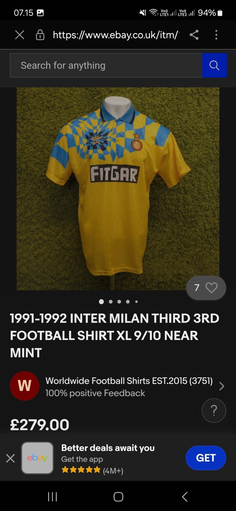 JERSEY UMBRO INTER MILAN THIRD 1991/1992 ORIGINAL 100%, foto 8